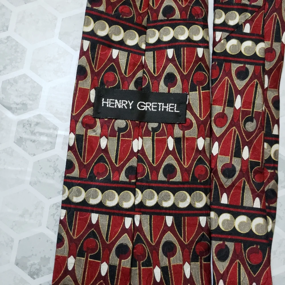 Henry Grethel  Mens Necktie Tie Burgundy - Picture 4 of 4